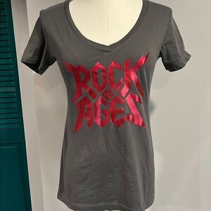 Rock of Ages 10th Anniversary Broadway tour v neck T-shirt - small